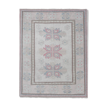 Decorative soft muted color turkish oushak rug, living room rug 5'11'' x 7'3''