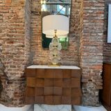 Contemporary Modern Pair of Sideboards in Wood and Siena Marble Top, Italy