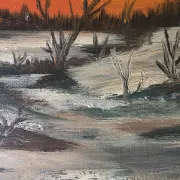 Vintage Winter Landscape Oil Painting