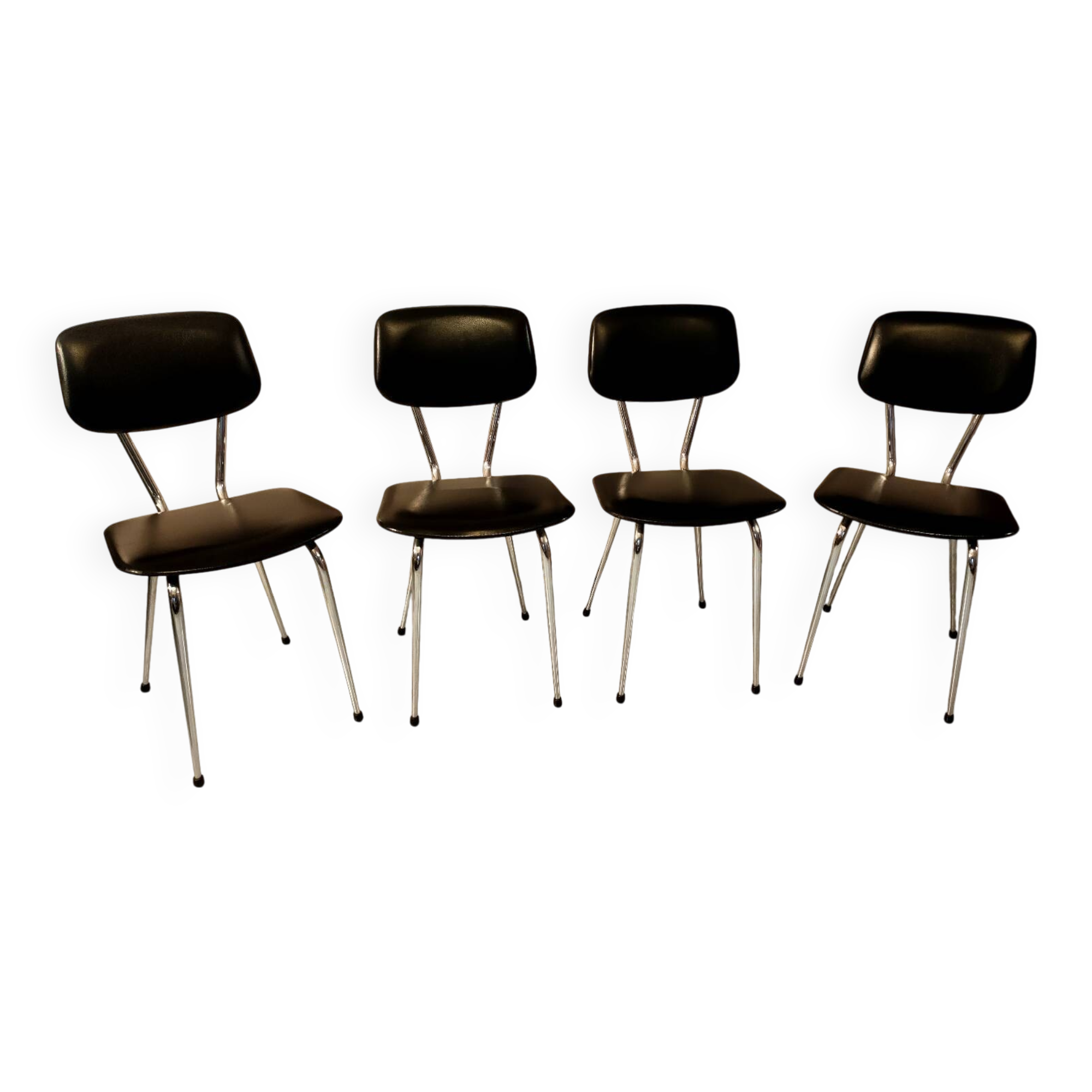 4 vintage chairs in black skai