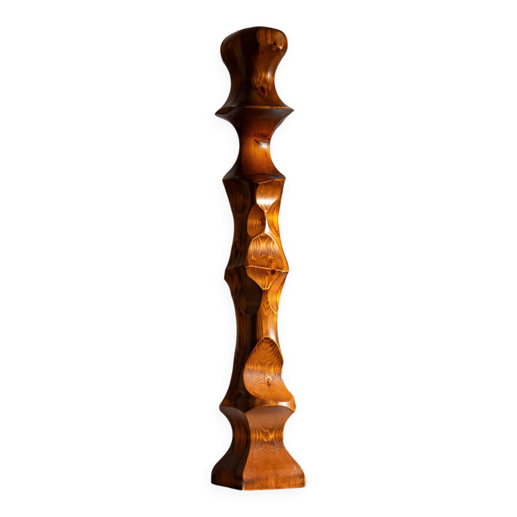Minimalist abstract handcarved wooden sculpture