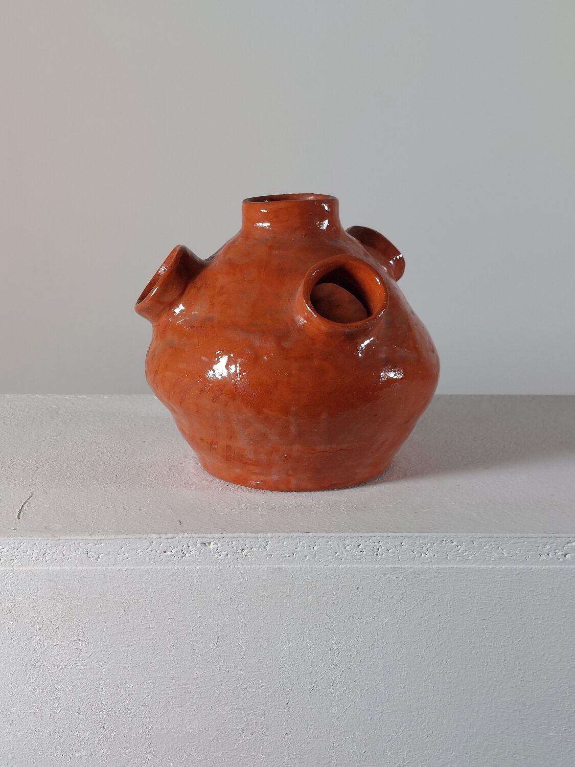 Vintage mid-century organic terracotta ceramic vase.