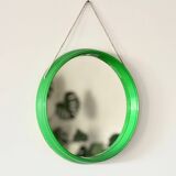 Miroir rond en plastique vert, années 70