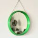 Miroir rond en plastique vert, années 70