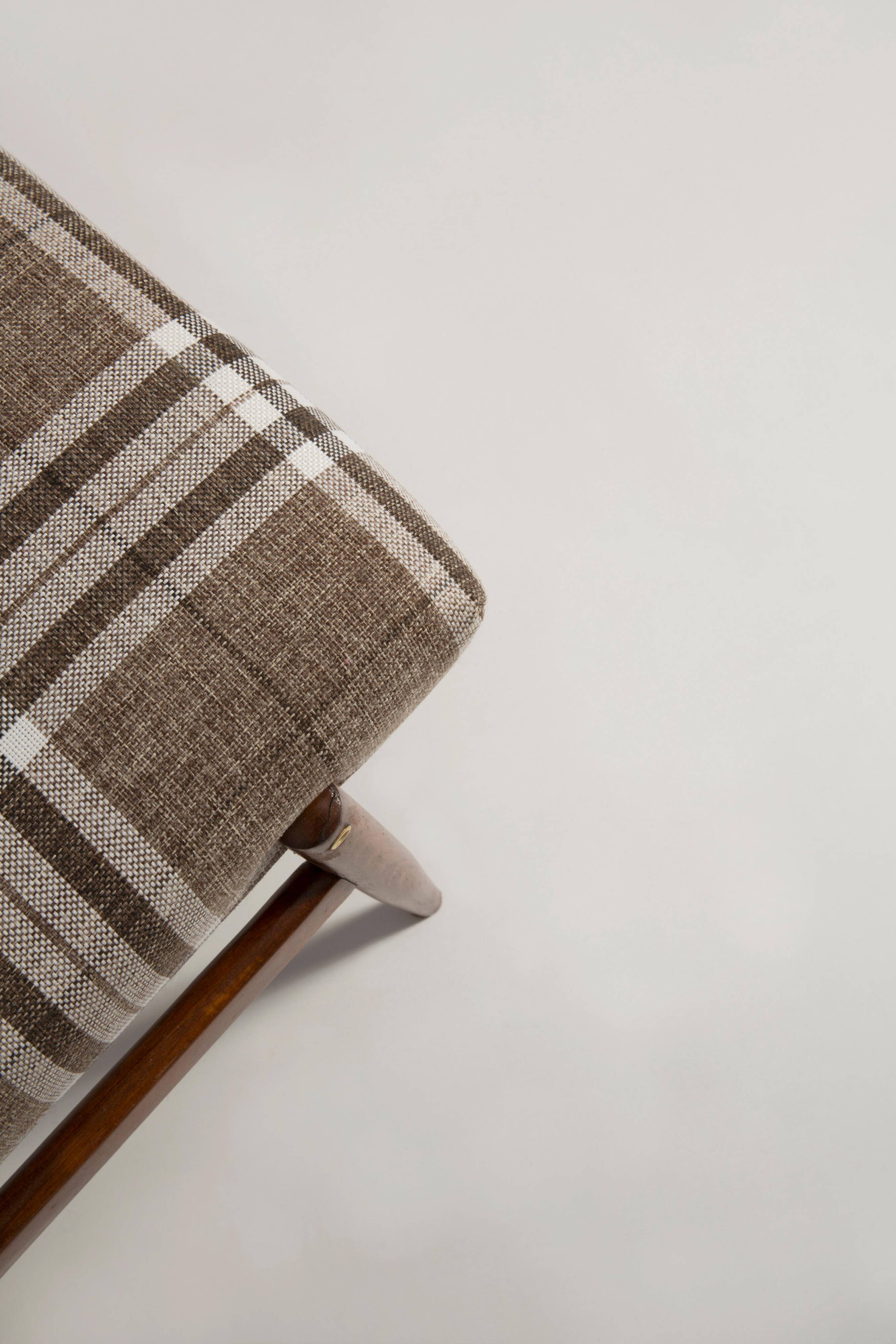 Beige checked fabric armchair, type 300-227, Europe, 1960s