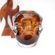 Vase en cristal fait main de forme biomorphe de style mid-century modern en ambre et marron, attribué à Börne Augustsson pour Åseda, Suède.