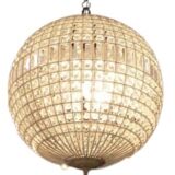 Crystal and bronze chandelier, spherical crystal suspension