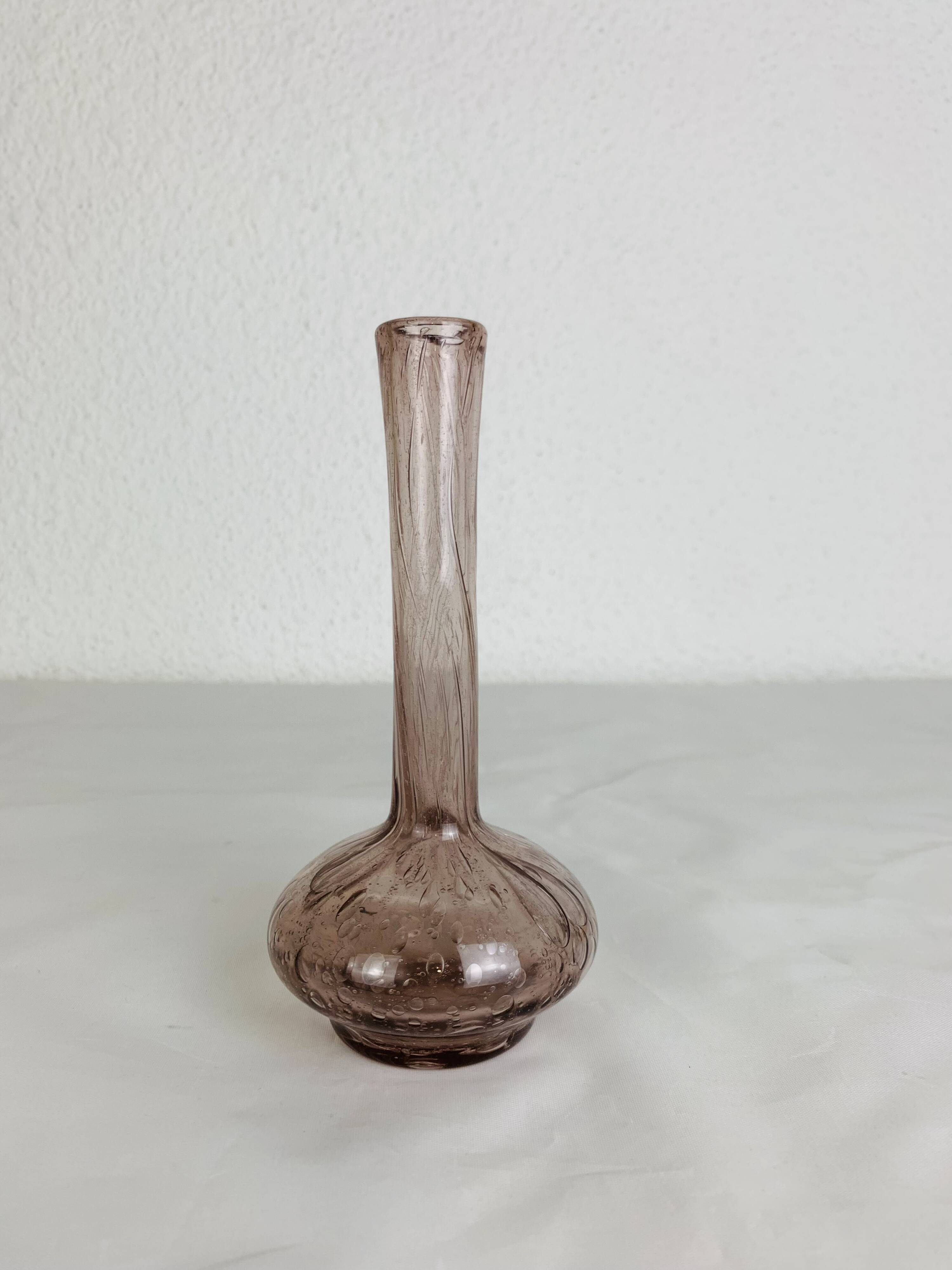 Purple bubble glass bud vase