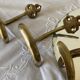 4 antique brass coat hooks towel holders