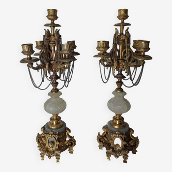 Pair of bronze candlesticks