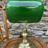 Notary lamp, banker in green opaline