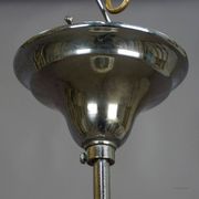 Functionalist suspension in Bauhaus style with opaline glass shade.