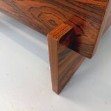 Vintage 60s-70s round coffee table with 2 shelves in glass and rosewood