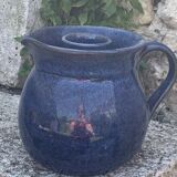 Pitcher, carafe, refreshing jug, ice cube jug, in blue glazed stoneware