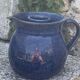 Pitcher, carafe, refreshing jug, ice cube jug, in blue glazed stoneware