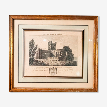 Ancient lithograph "Ruin of Dunbrody Abbey"