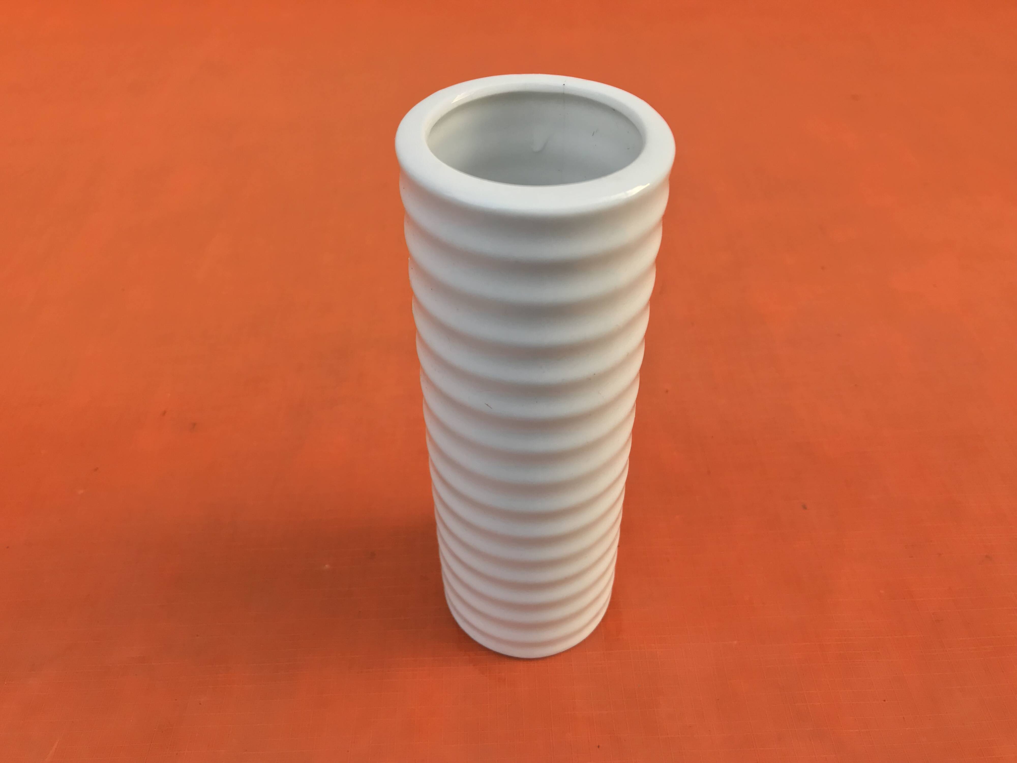 "Groove" Vase White Glazed Ceramic