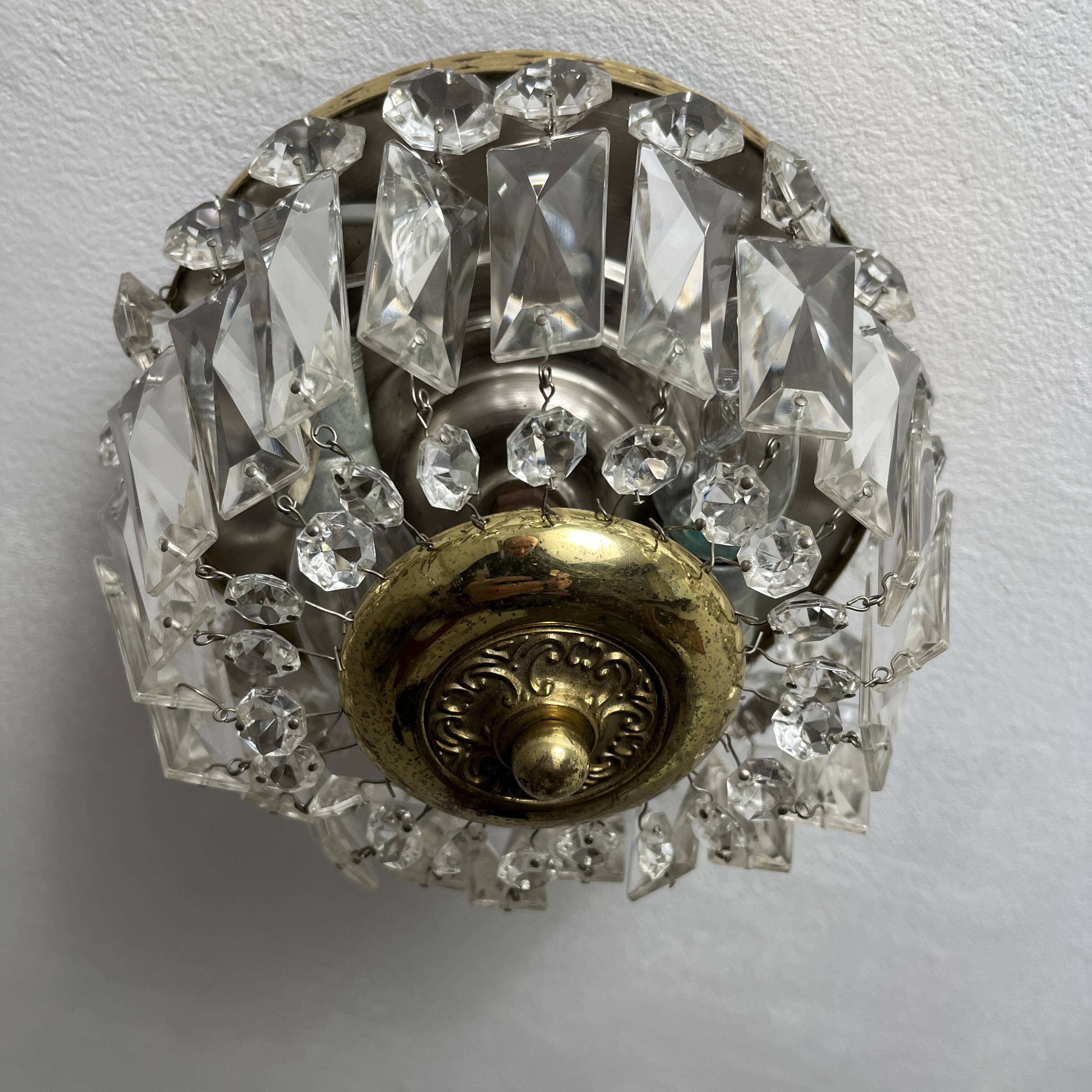 Deknudt 2-light golden brass glass pendant basket ceiling light