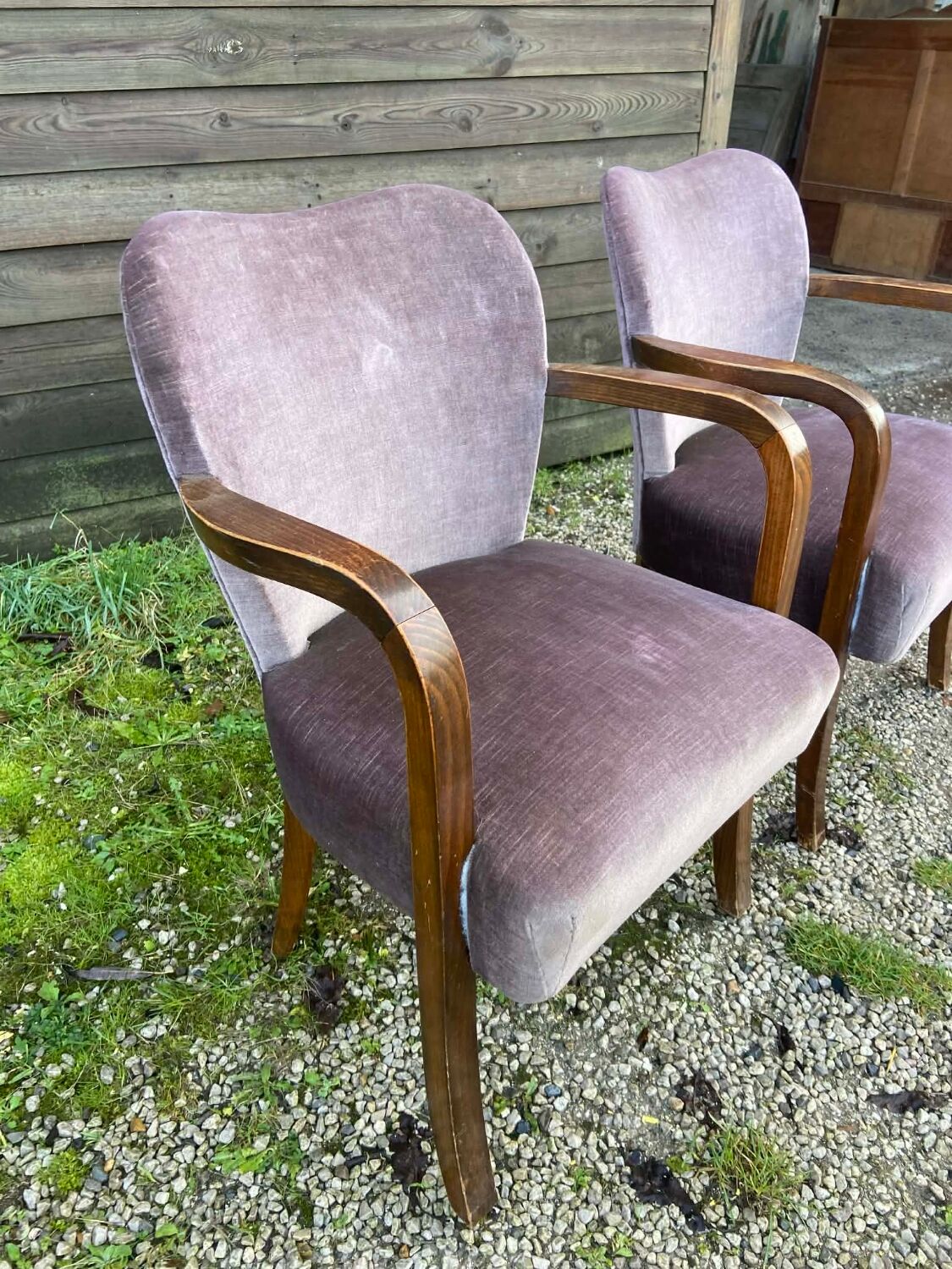 2 vintage velvet armchairs