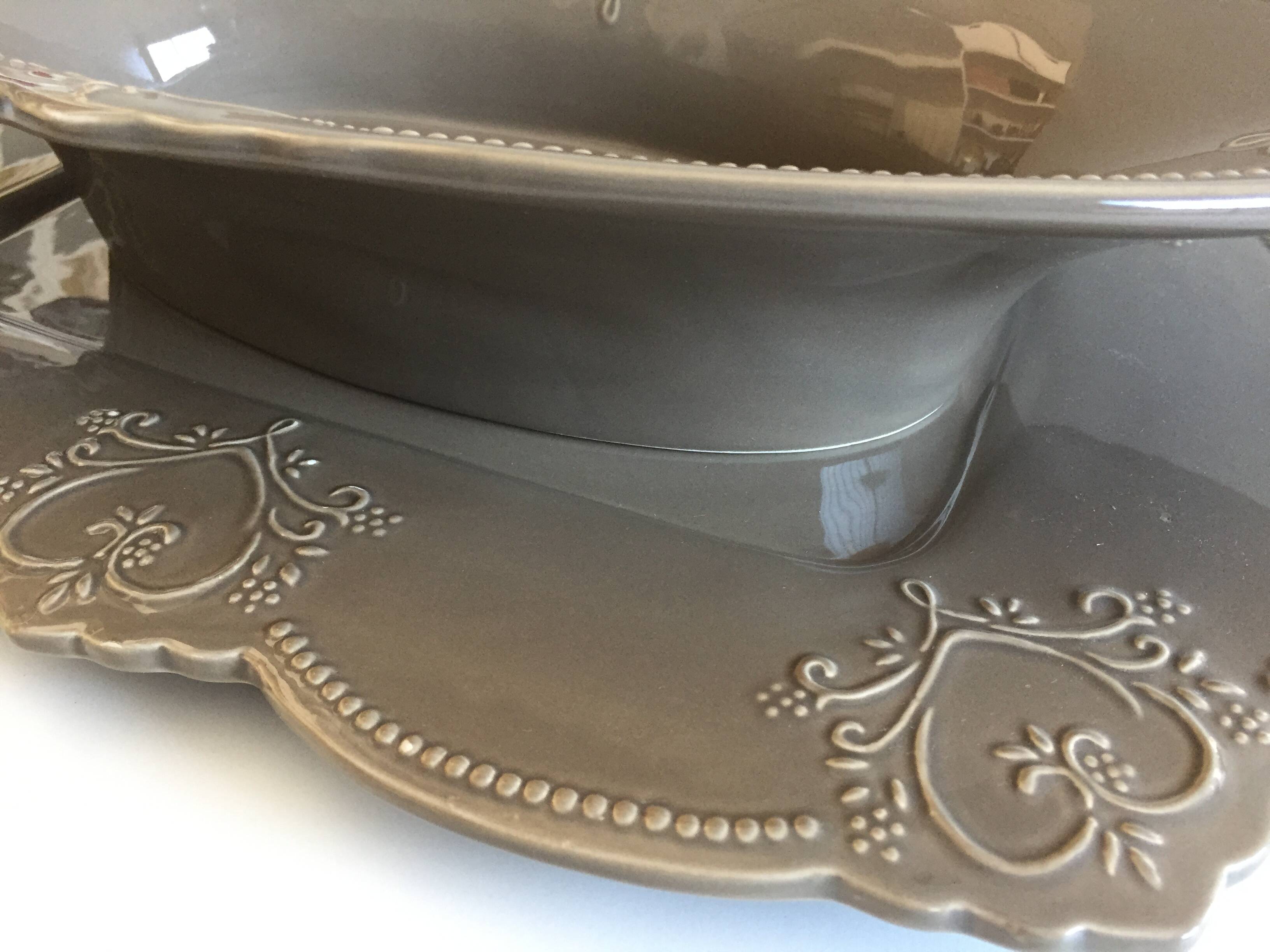 Tableware Service Table Design Meat or Vegetable Frosted Brown Porcelain