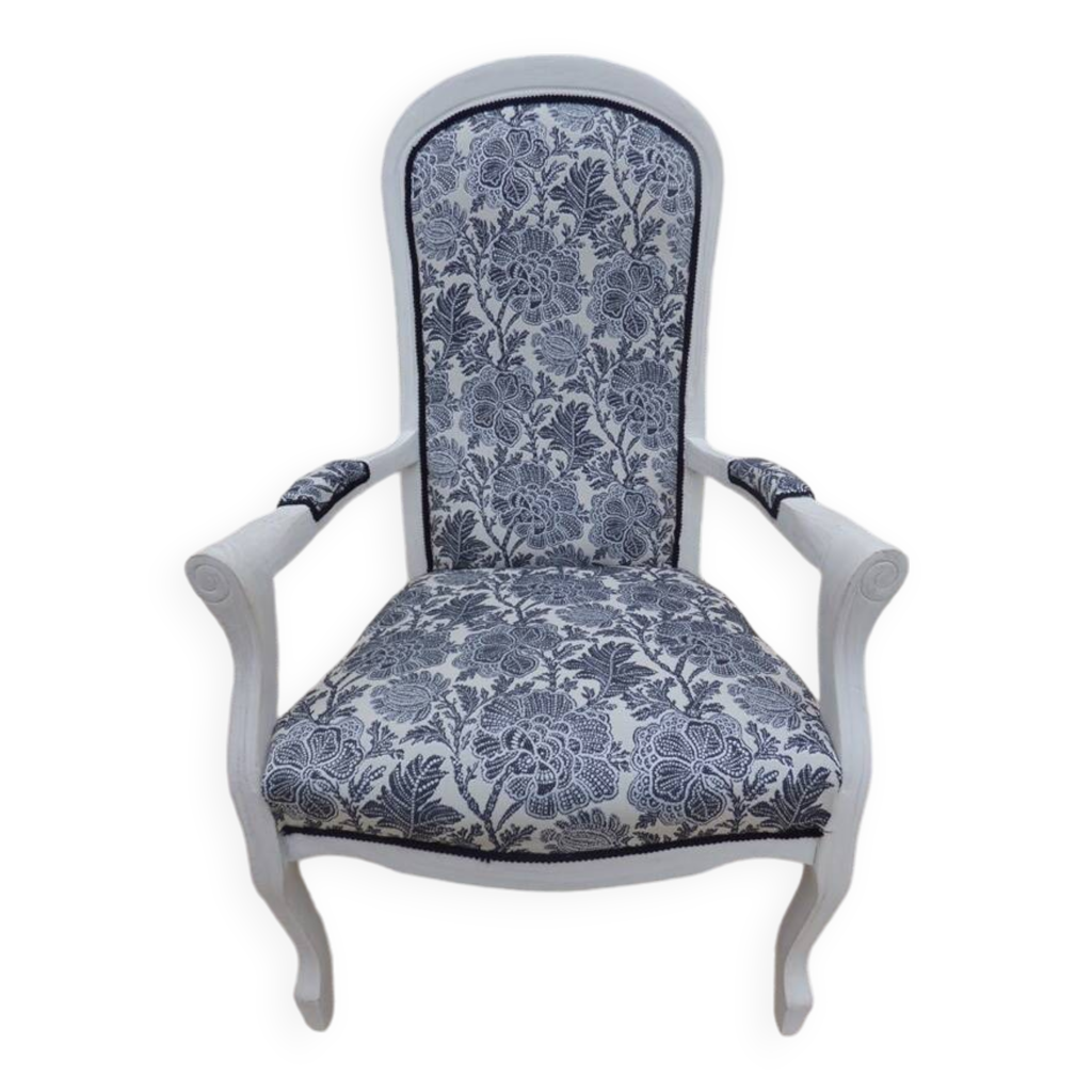 Fauteuil voltaire de style recouvert tissus fleuri en bois de qualité ...
