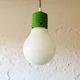 Suspension in opaline and green metal, Italy, 1960.