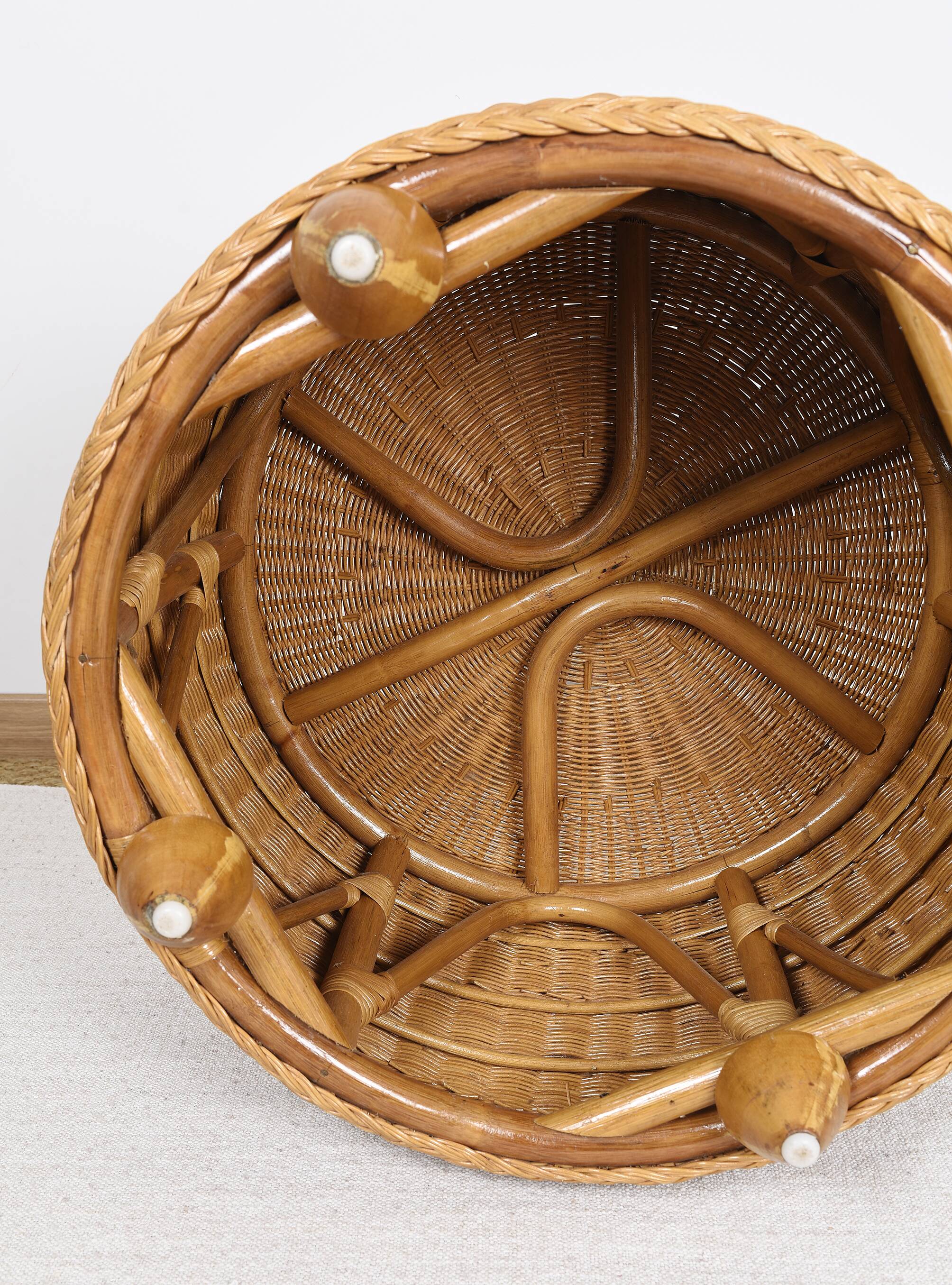 Vintage rattan and wicker coffee table