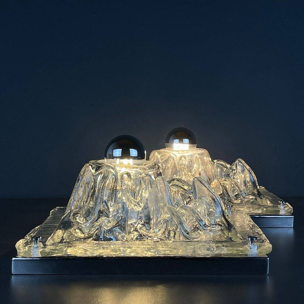 Murano wall lamps Polifemo by Angelo Brotto for Esperia, Italy, 1970s, set of 2