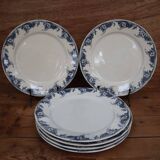 Flat plates in old earthenware with lions of France "Pernelle"