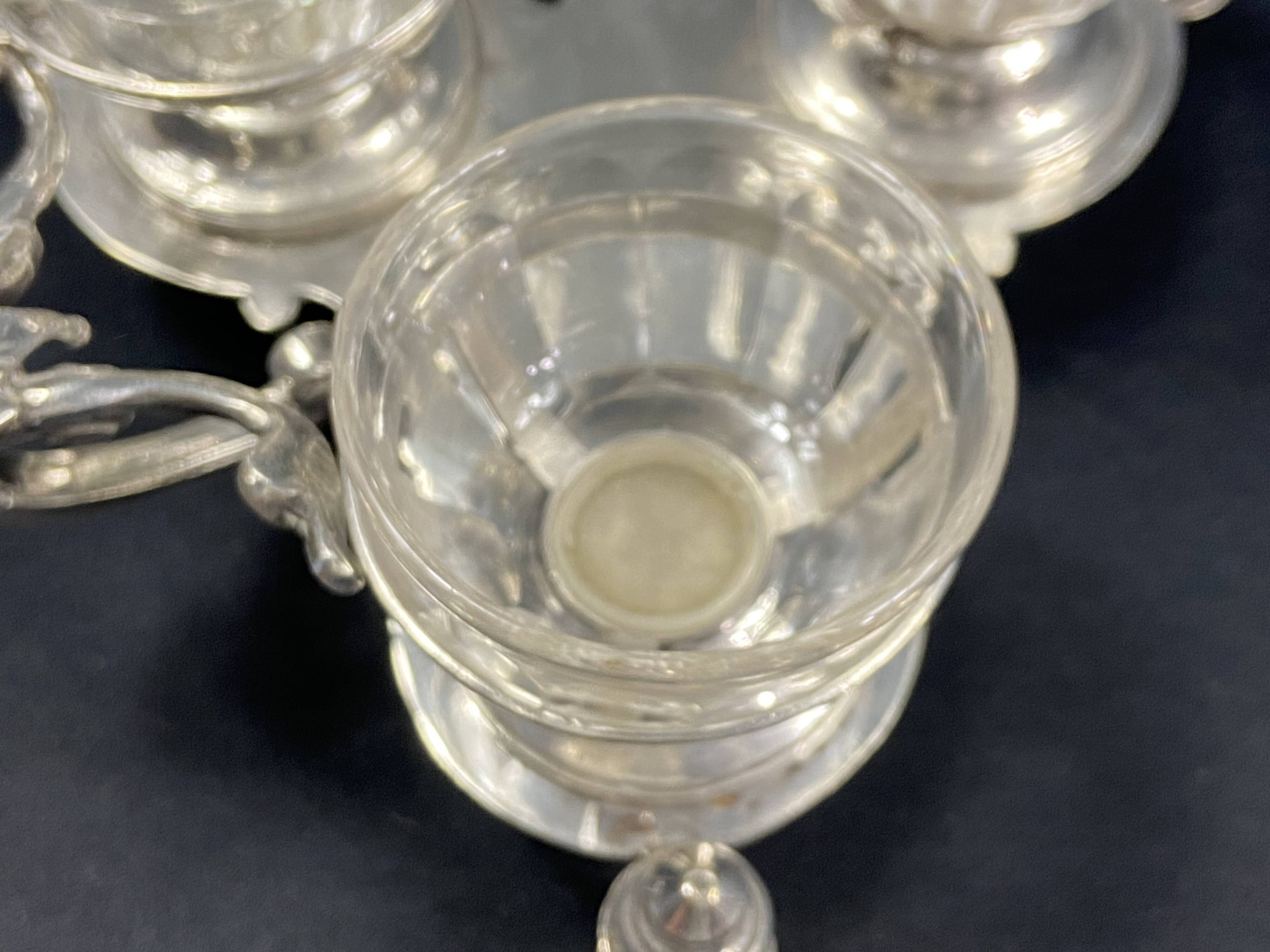 19th century Louis XV style condiment holder, silver or silver-plated metal frame