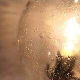 small 80's table lamp in glass and gold metal