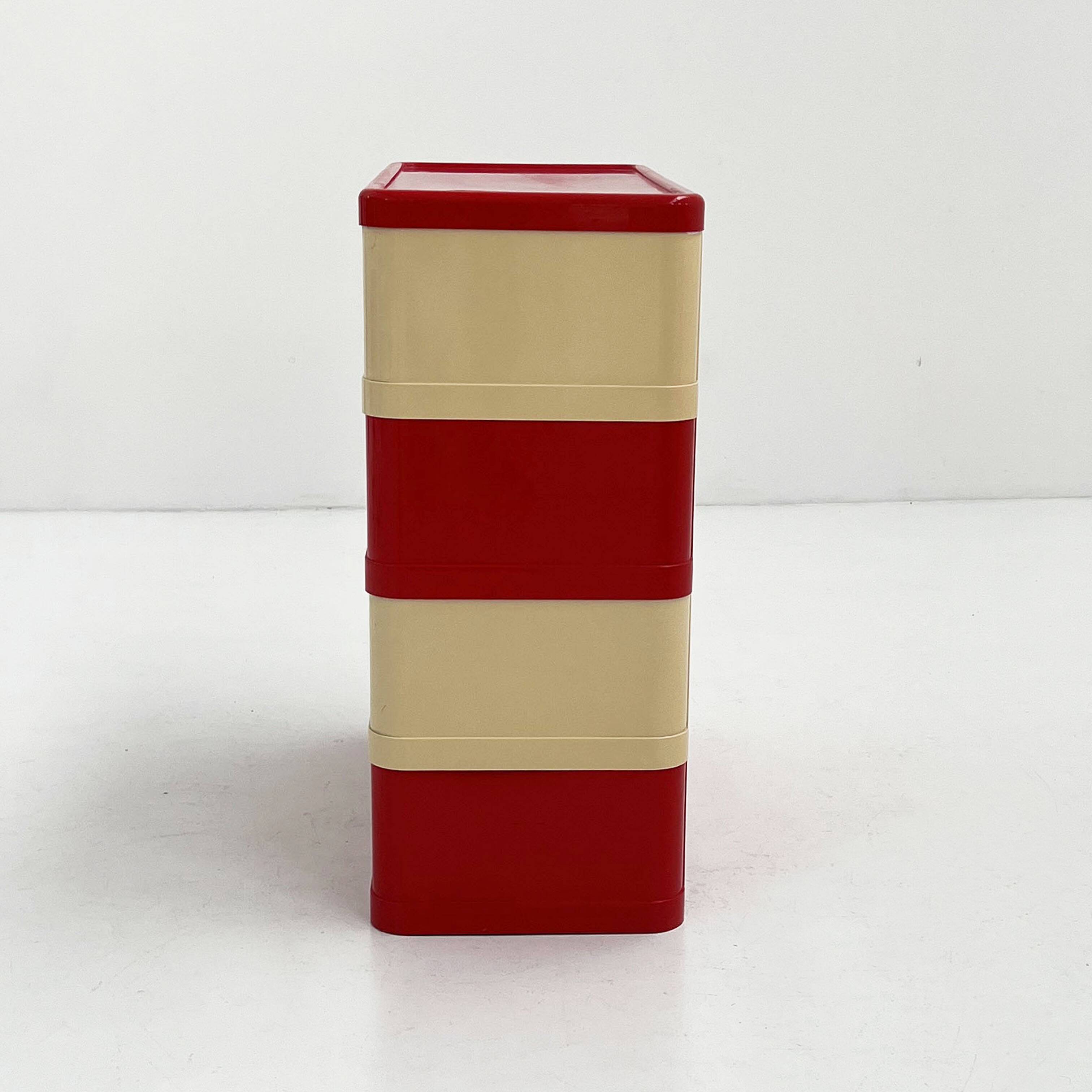 White and red cabinet model “4964” by Olaf Von Bohr for Kartell, 1970