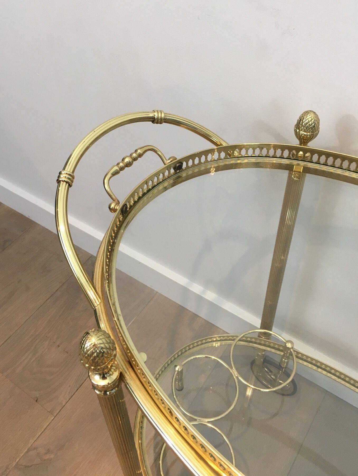 Oval Brass Rolling Table from Maison Baguès