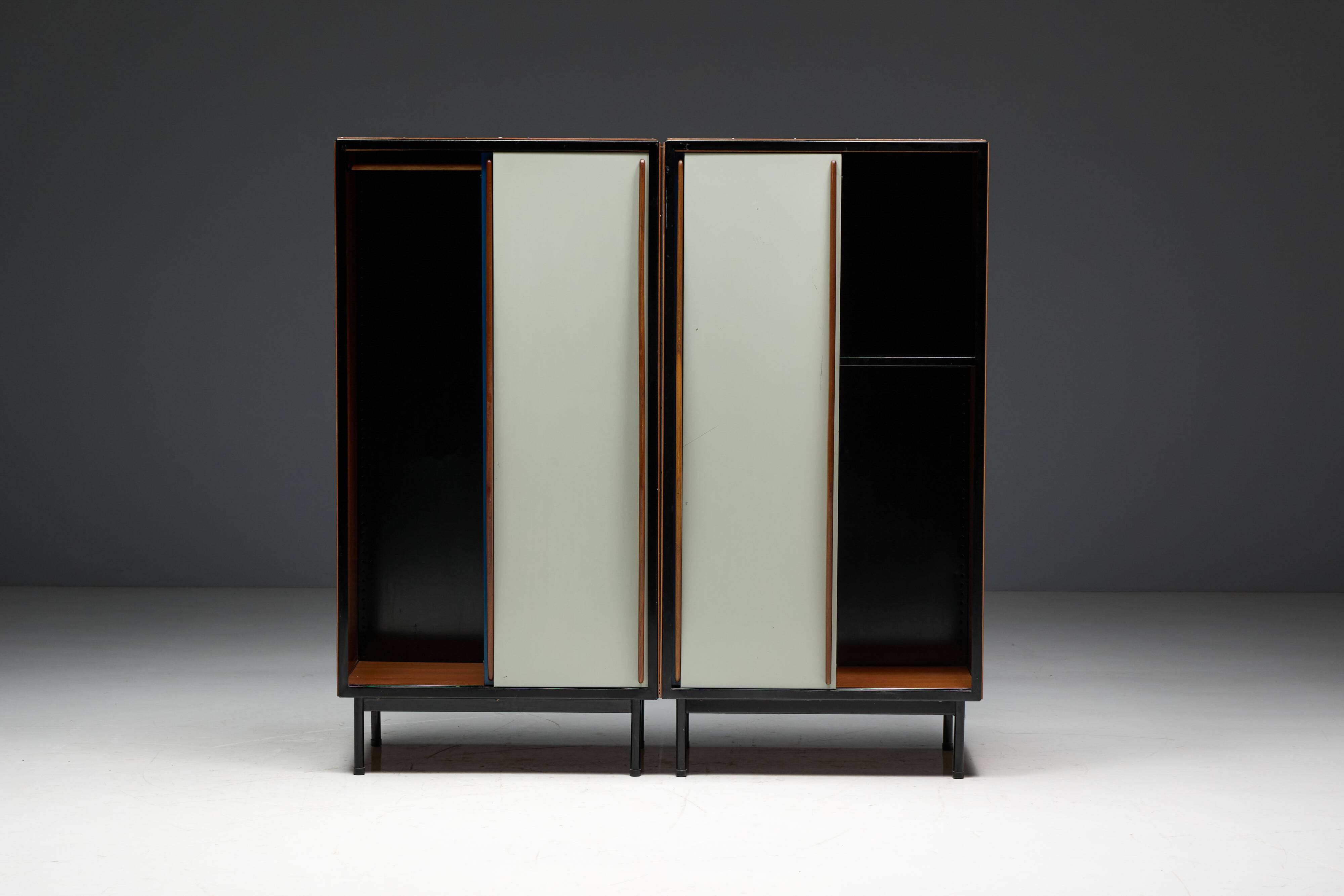 Modernist wardrobes by Willy Van Der Meeren for Tubax, Belgium, 1950s