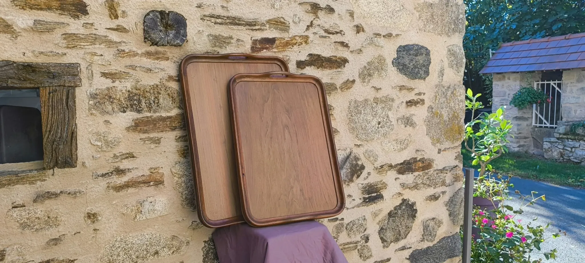 Large Art Deco wooden trays 1940 France