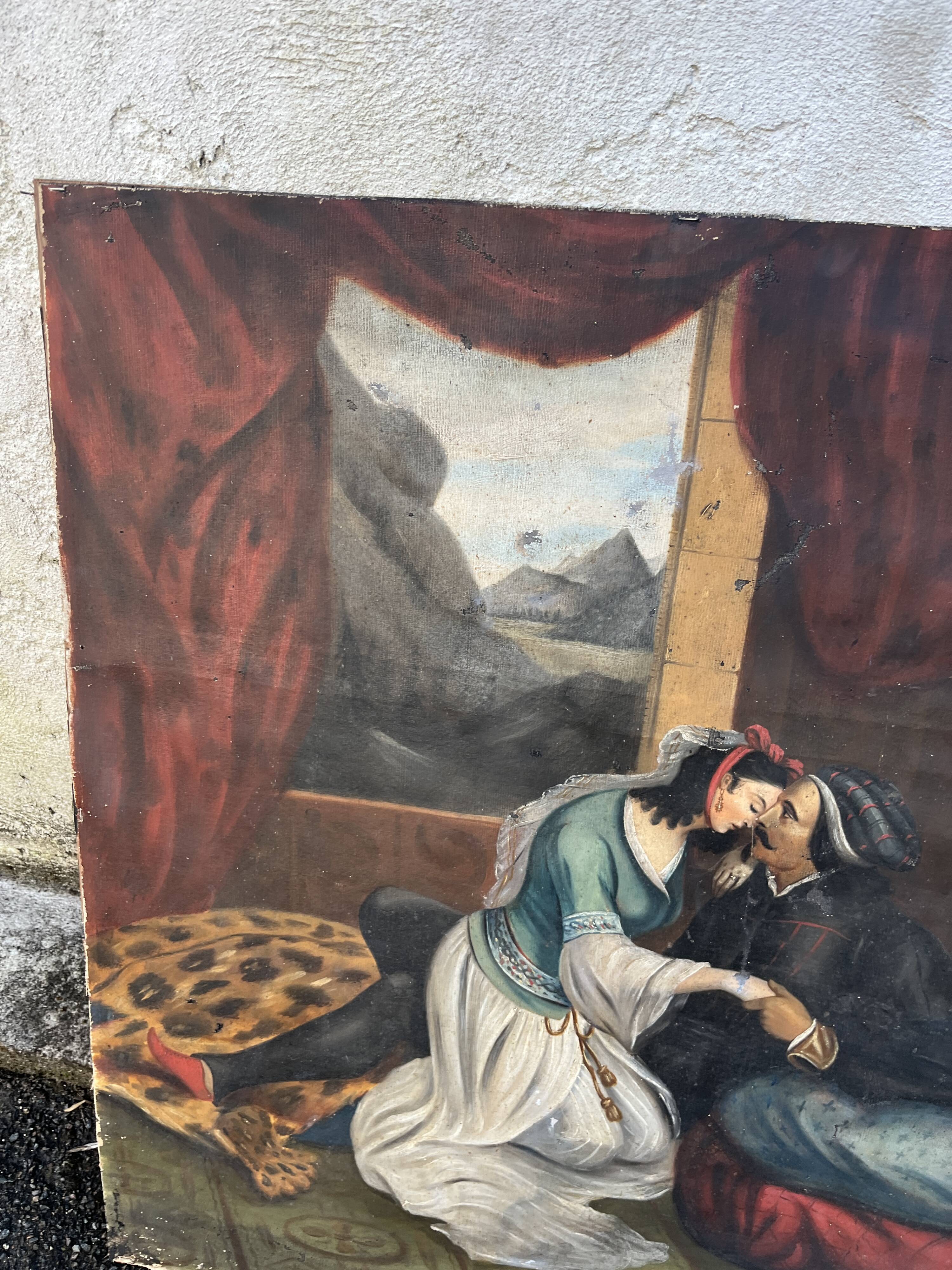 Grand Orientalist Tableau – Harem Scene: The Couple and the Panther