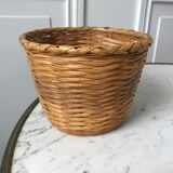 Cache-pot en rotin et bambou années 70