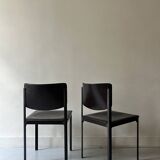 Set of 2 Italian chairs in brown Havana leather, design MATTEO GRASSI