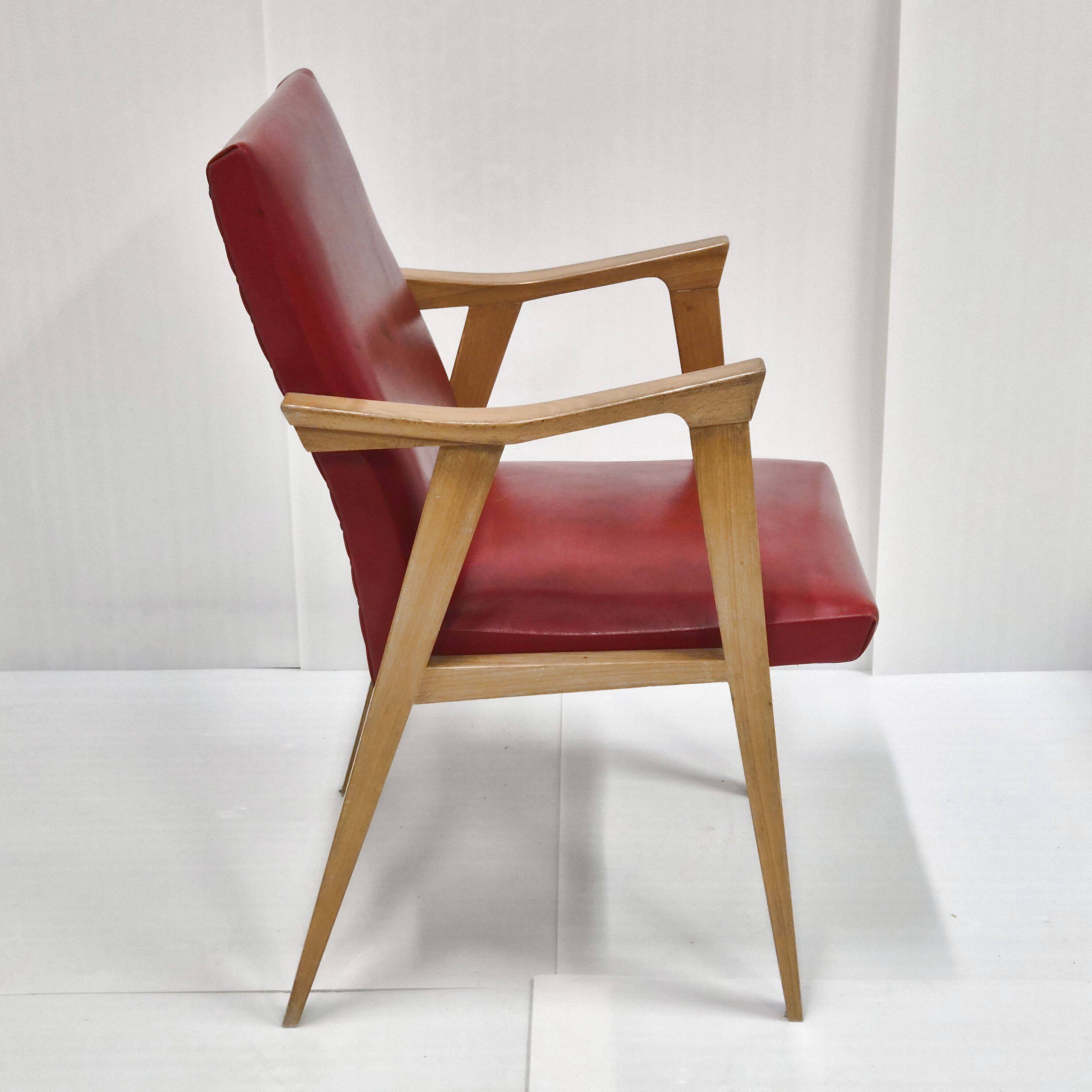 Fauteuil vintage pieds compas 1950