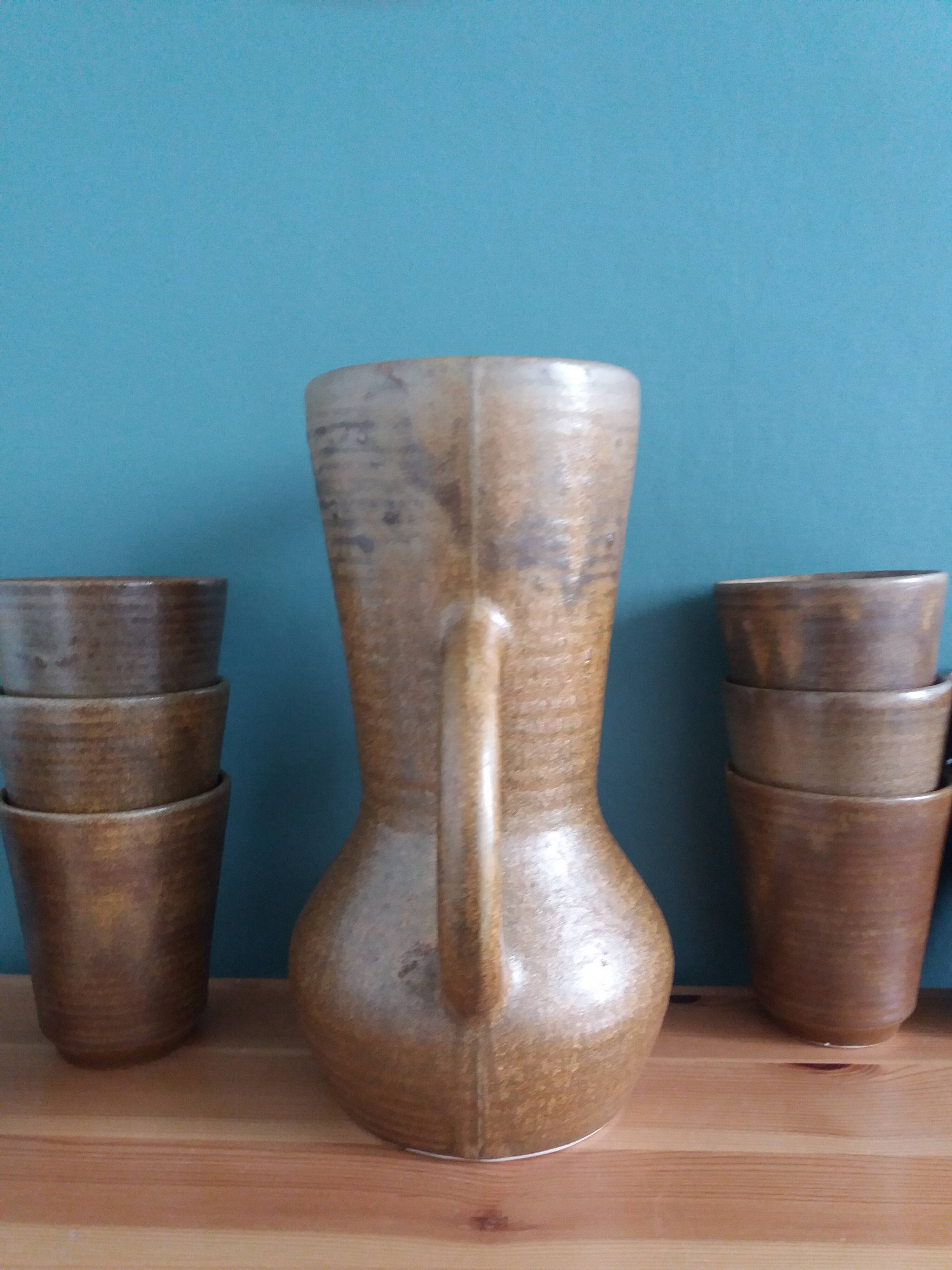 Digoin stoneware cider or orangeade service