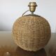 Ball lamp in rope, rattan, ceramic and brass 70s