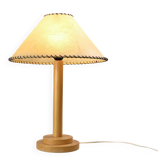 Turned wooden table lamp, French work, 1970s.