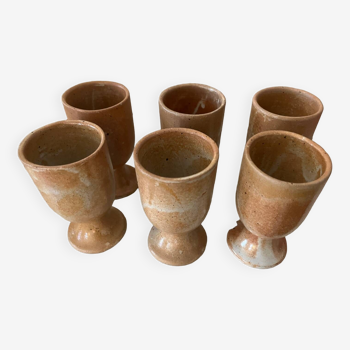 6 vintage stoneware coffee cups