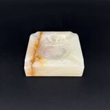 Cendrier vintage en onyx massif – Pierre naturelle sculptée, années 60/70