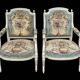 Pair of Louis XVI Cabriolet Armchairs - Lacquered and Upholstered Beech
