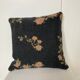 Linen cushion floral pattern black pink