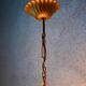 Vintage wheat spike chandelier in gold metal, 3 lights, 1970s Hollywood Regency.