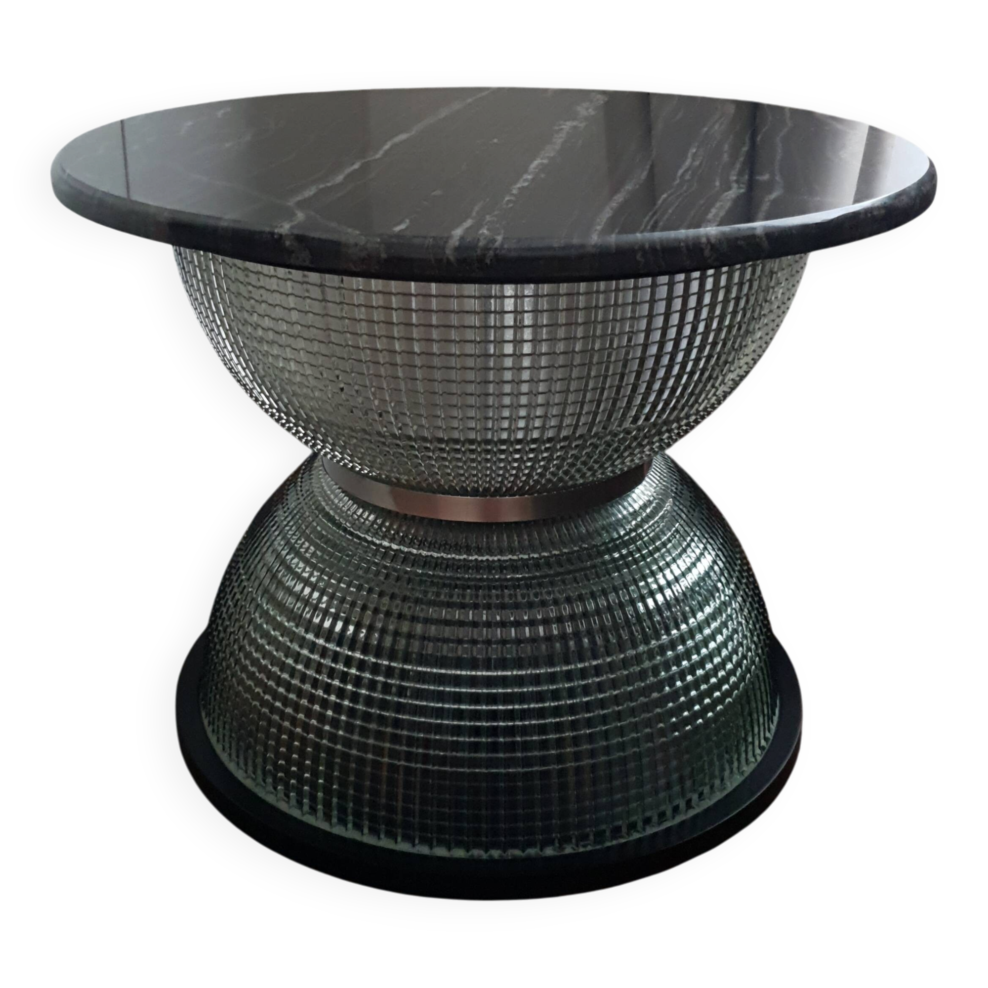 Holophane coffee table in marble and aluminium