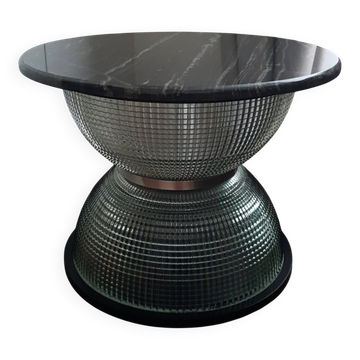 Holophane coffee table in marble and aluminium