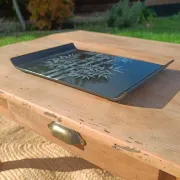 Black lacquered tray with bamboo decoration